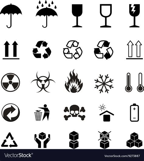 Set of different black cargo symbols on white Vector Image