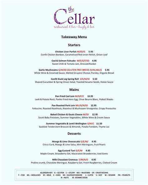 Menu at Y Seler restaurant, Aberaeron