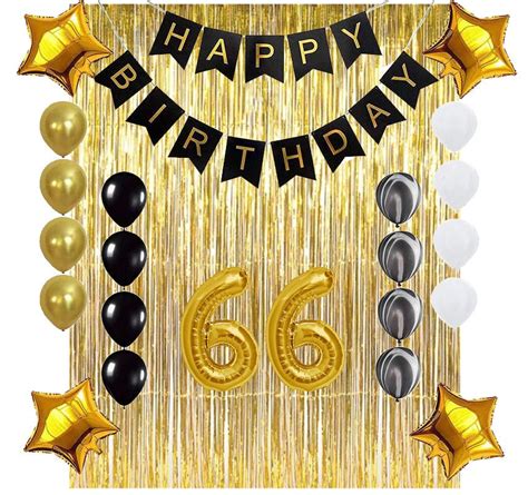 66th Birthday Gold & Black Birthday Decoration Supplies Sixty | Etsy