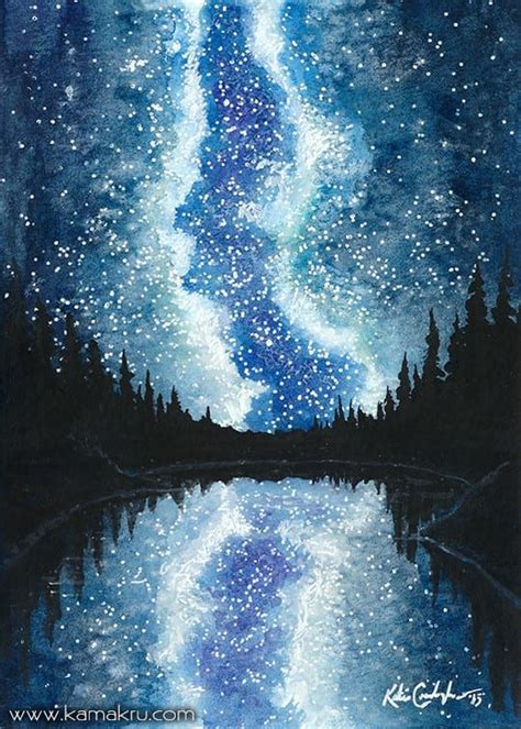 20 Beautiful Watercolor Night Sky Painting Ideas & Inspiration - Brighter Craft | Night sky ...