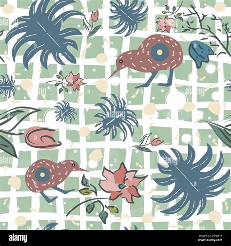 Exotic Kiwi bird Seamless Pattern. Vector Illustration Stock Vector ...