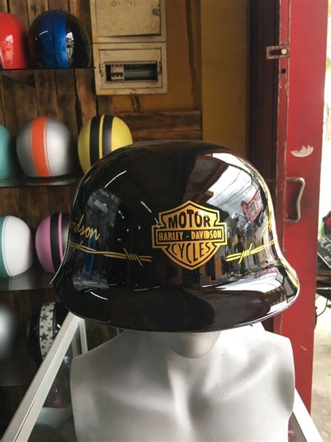 Harley Davidson Helmet With WW German Motorcycle Style | Black Glossy Color · Fancy Helmets ...