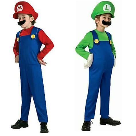 2018 Cute Kids Costume Super Mario Luigi Brothers cosplay party Costumes for children boys girls ...