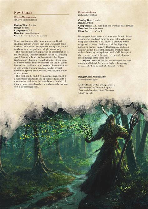 DnD 5e Homebrew — Ranger Edit and Subclasses by coolgamertagbro