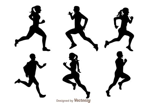 People Running Silhouette Vector Free at Vectorified.com | Collection of People Running ...