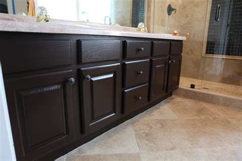 Bathroom cabinets painted with Rustoleum Cabinet Transformations in Espresso. I used the ...