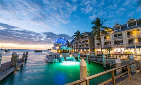 Pier on the Port of Key West, Florida at Sunset Stock Photo - Image of ...