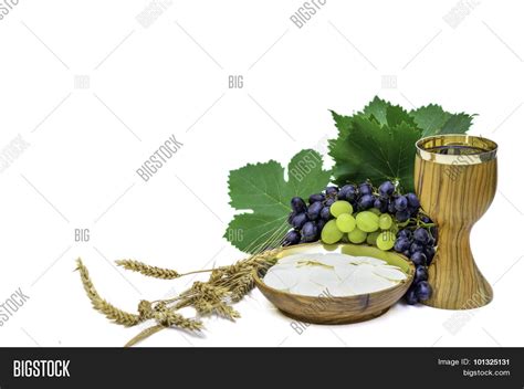 Bread Wine Eucharist Grapes Wheat Image & Photo | Bigstock