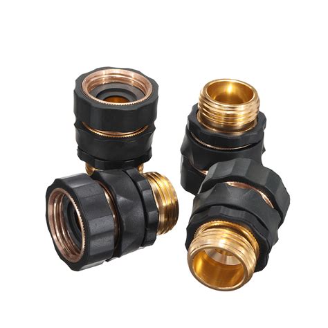 Drillpro 4pcs 3/4 inch brass connector garden hose quick connect water hose pipe connectors ...