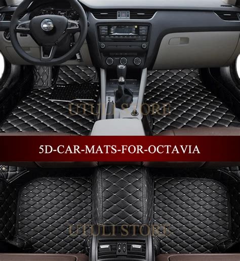 Leather Car floor mats for Skoda Octavia Fabia Rapid Karoq Kodiaq Super custom fit car all ...