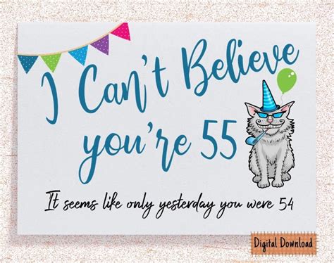 Printable Funny 55th Birthday Card for Her Sarcastic Birthday - Etsy