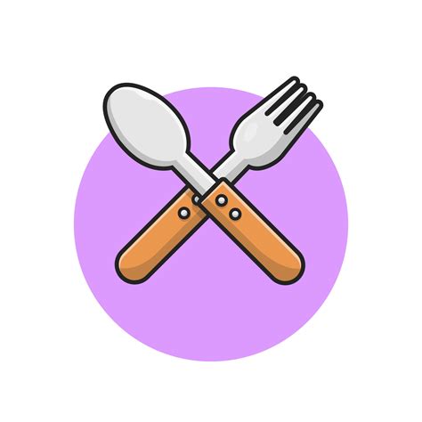 Fork And Spoon Cartoon Vector Icon Illustration. Food Object Icon ...