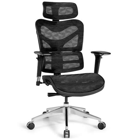 Costway Black Ergonomic Mesh Office Chair Adjustable High Back Chair with Lumbar Support ...