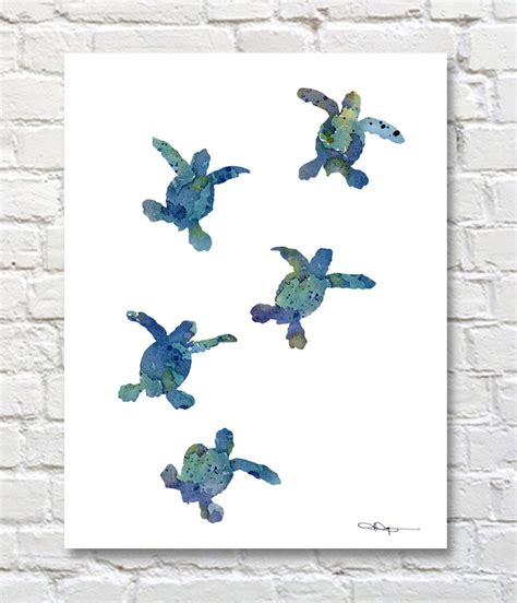 Baby Sea Turtles Art Print Abstract Watercolor Painting - Etsy UK