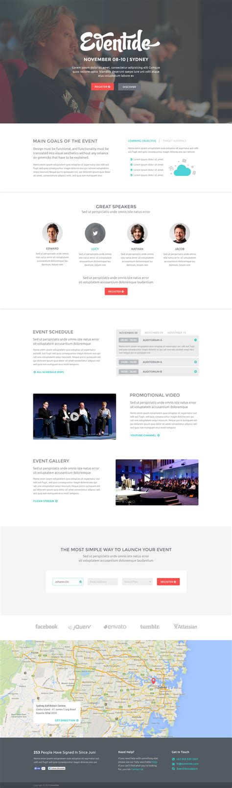 Eventide - Free Event Landing Page | Event landing page, Free web template, Psd templates