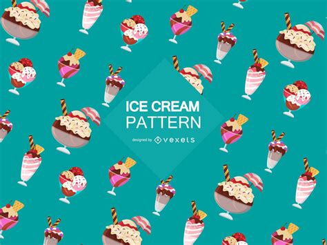 Ice Cream Sundae Pattern Vector Download