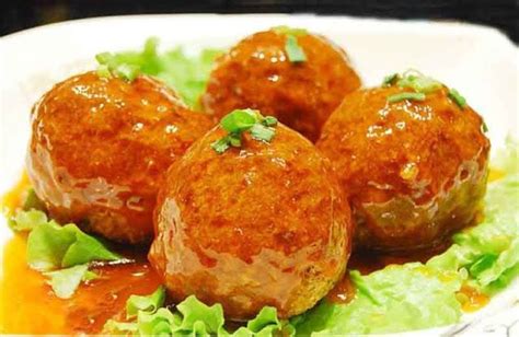 Four-Joy Chinese Meatballs Recipe (Meat Balls Braised with Brown Sauce) : Food Recipe