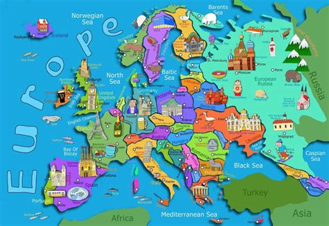 Kids Map Of Europe Maps Com In For Printable Asia 7 - World Wide Maps - Map Of Europe For Kids ...