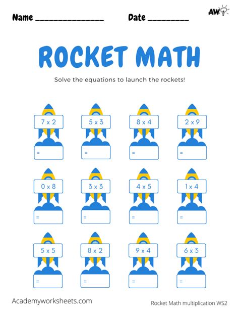 Rocket Math - Multiplication - Academy Worksheets