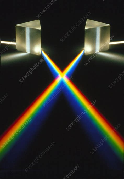 Prisms splitting white light - Stock Image A200/0176 - Science Photo Library