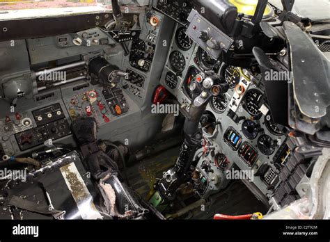 Aircraft cockpit and instruments, Mig-29 Fulcrum Soviet fighter jet. Captured by US Military for ...