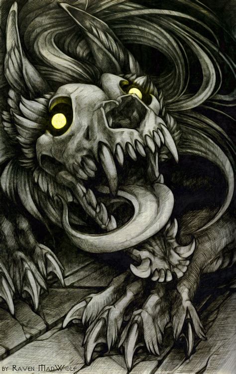 Skulldog | Mythical creatures art, Creepy drawings, Werewolf art