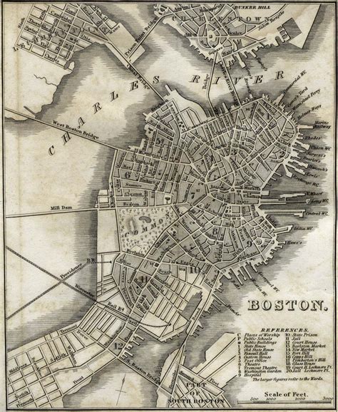 Antique map of Boston from 1842 - boston massachusetts • mappery