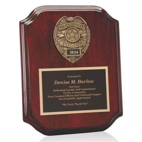 Police Badge Casting Mahogany Plaque Award - AwardMakers