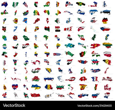 World map divided countries and flags Royalty Free Vector