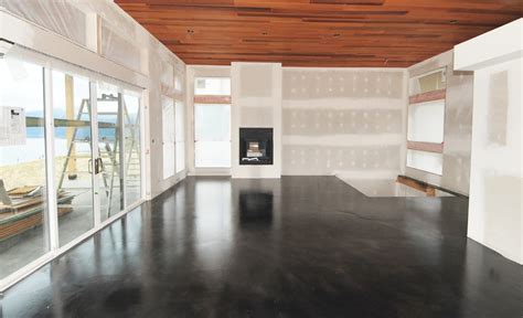 MODE CONCRETE: Black Acid Stained Modern Concrete Floor - created in the Okanagan