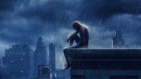 Descargar fondos de Spiderman En La Azotea Triste En 4k | Wallpapers.com