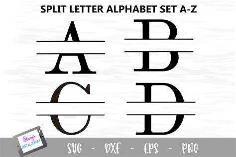 Split Letters A-Z - 26 Split monogram letters