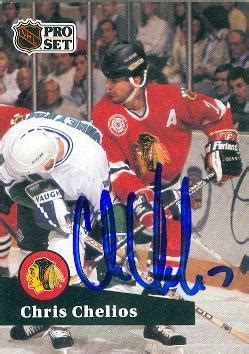 Chris Chelios autographed hockey card (Chicago Blackhawks) 1991 Pro Set #48 French Canadian