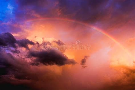 Rainbow in the Clouds after a Storm during Sunset Stock Photo - Image of storm, stunning: 159888782