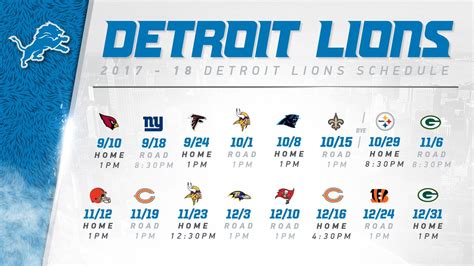 Detroit Lions Schedule Printable