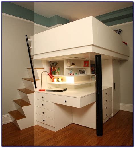 Triple Bunk Bed With Desk