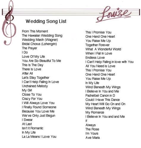 Wedding Song List For Dj