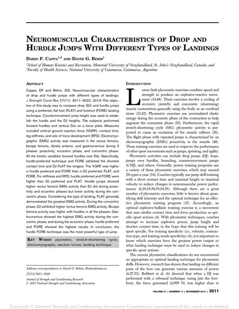(PDF) Training Specificity of Hurdle vs. Countermovement Jump Training
