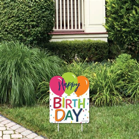 Cheerful Happy Birthday - Outdoor Lawn Sign - Colorful Birthday Party Yard Sign - 1 Piece ...