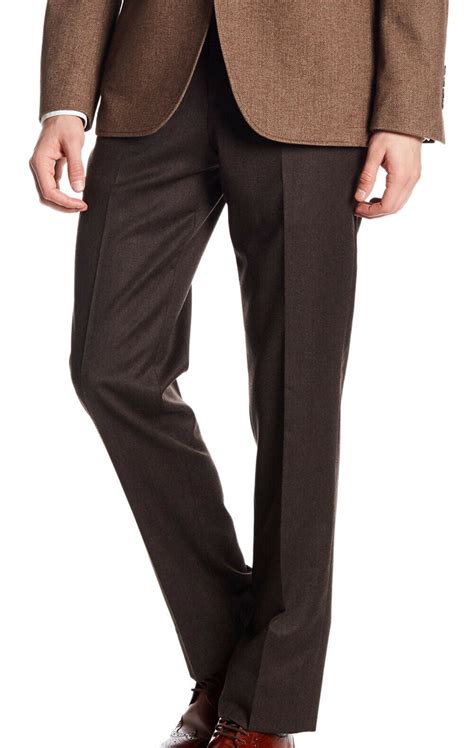 New Brooks Brothers Men's Regent Fit Flannel Wool Trousers, Brown ...