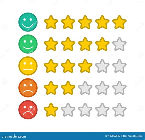 Emoji with Star Rating. Feedback Emoticon. Star Rating Stock Vector ...