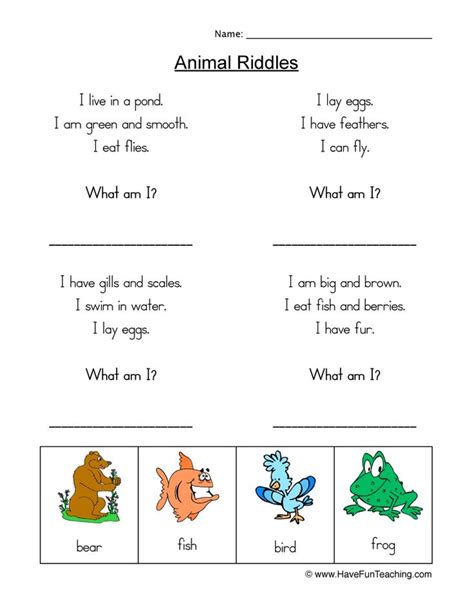 Animal Riddles Worksheet - Have Fun Teaching | Animal riddles, Have fun teaching, Riddles