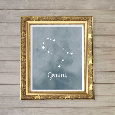 Gemini Zodiac Constellation Wall Art Printable 8x10 Instant