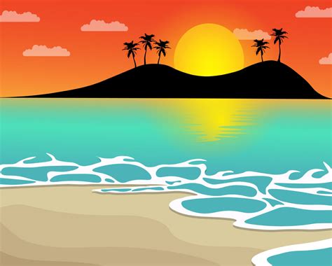 Beach Sunset Vector at GetDrawings | Free download