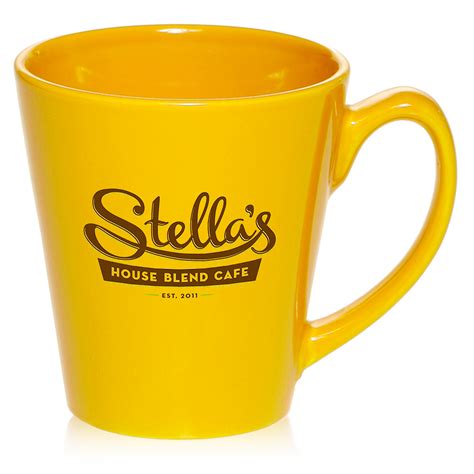 12 oz. Glossy Promotional Latte Coffee Mugs with Logo