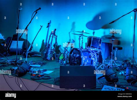 picture of a stage with band equipment Stock Photo - Alamy