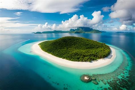 Premium AI Image | A small island with a small island surrounded by ...