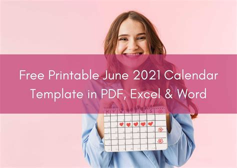 Free Printable June 2021 Calendar Template In Pdf Word Excel - Free Word Template