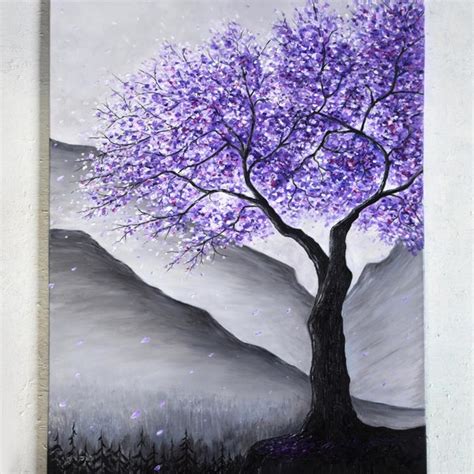 Purple Tree Painting - Etsy