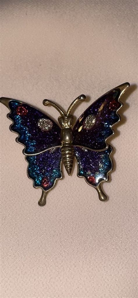 Enamel vintage butterfly brooch - Gem